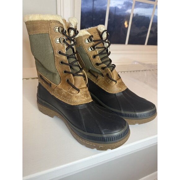 NEW Sperry Men\'s Ice Bay Tall Pac Winter Boots Brown Olive Size US 10 $160 [jb]